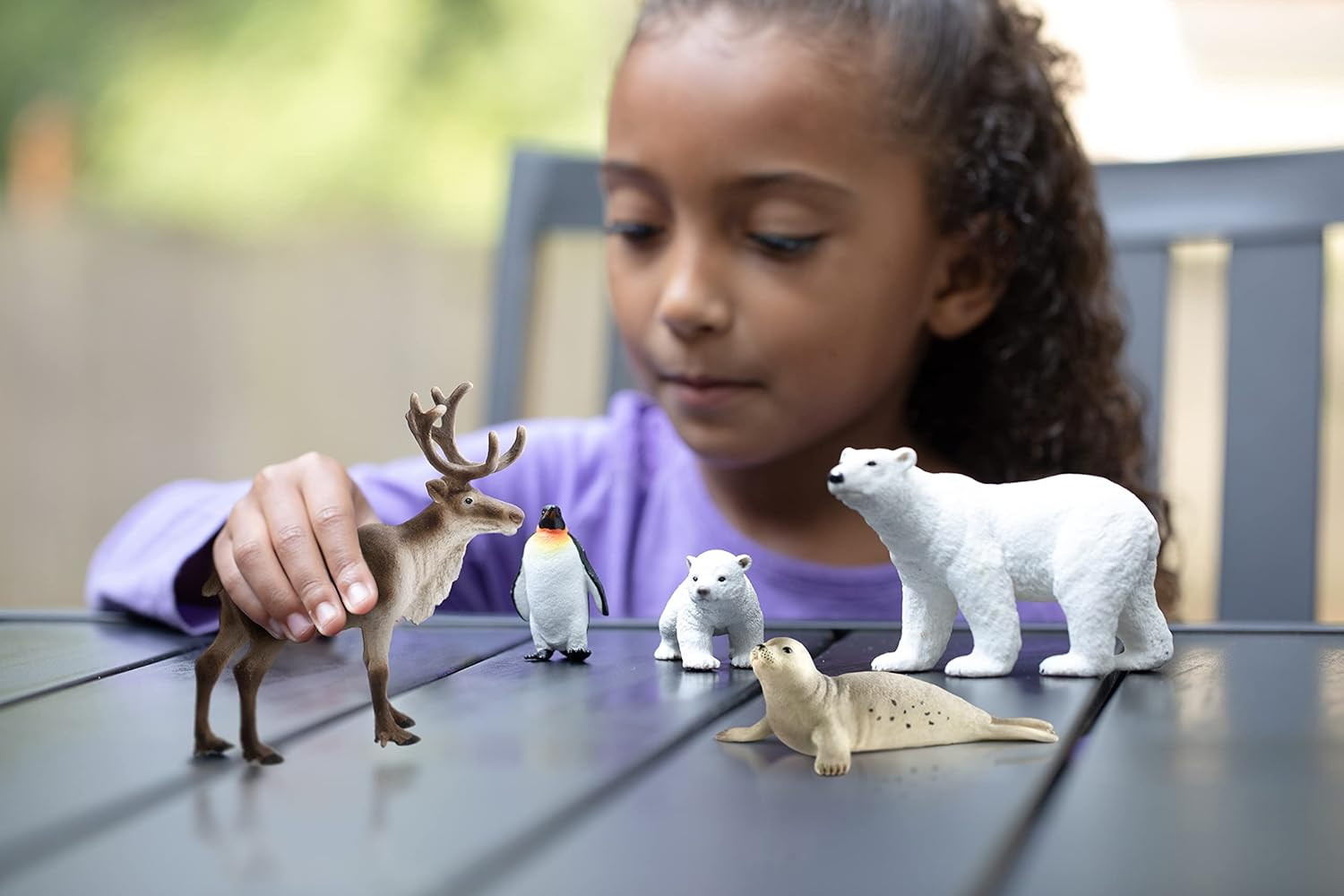 Schleich Wild Life – 5PC Arctic Animal Toy Bundle with Penguin, Reindeer, Seal,