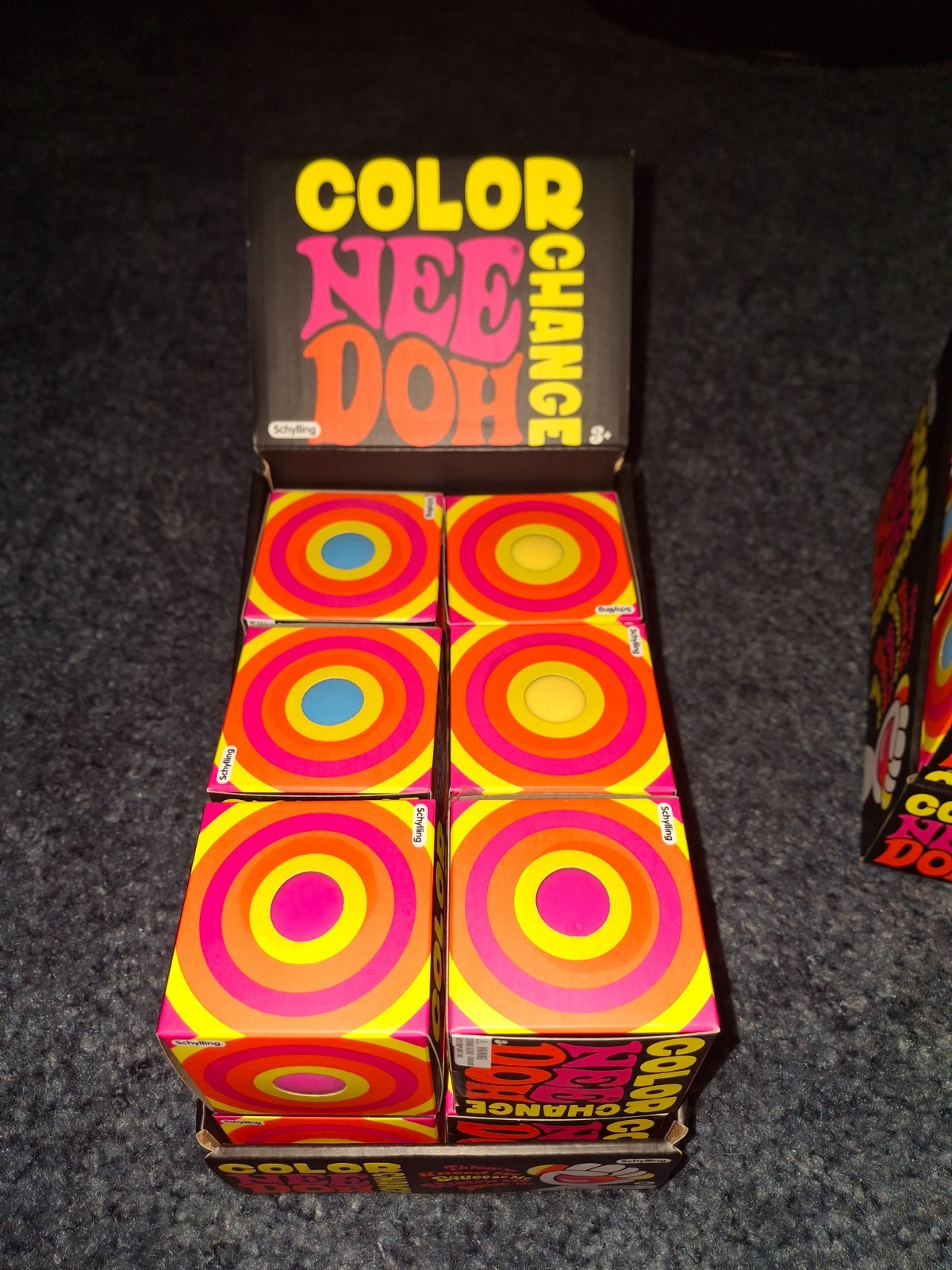 Needoh color change case of 12 in display box. Brand new. Schylling.