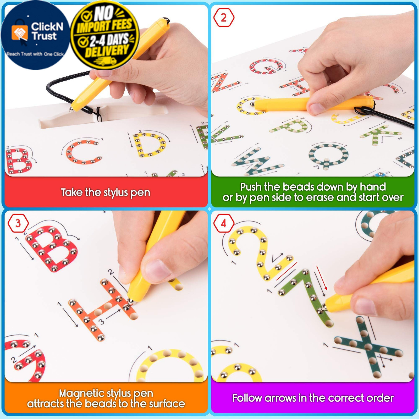 Magnetic Alphabet Tracing Board – double sided letters & Small, Multicolor
