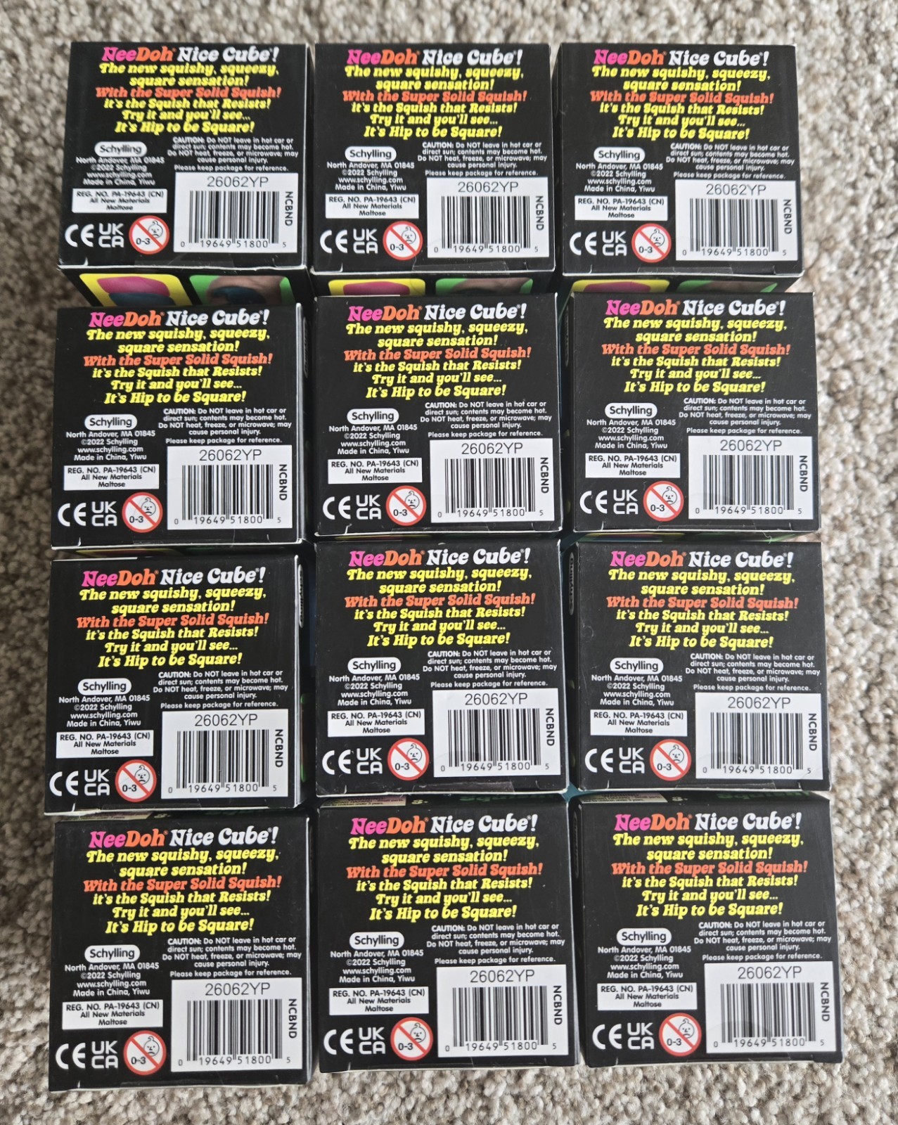 NEW Real rare Viral NeeDoh Nice Cube Full Box 12 Authentic Factory Sealed Cube
