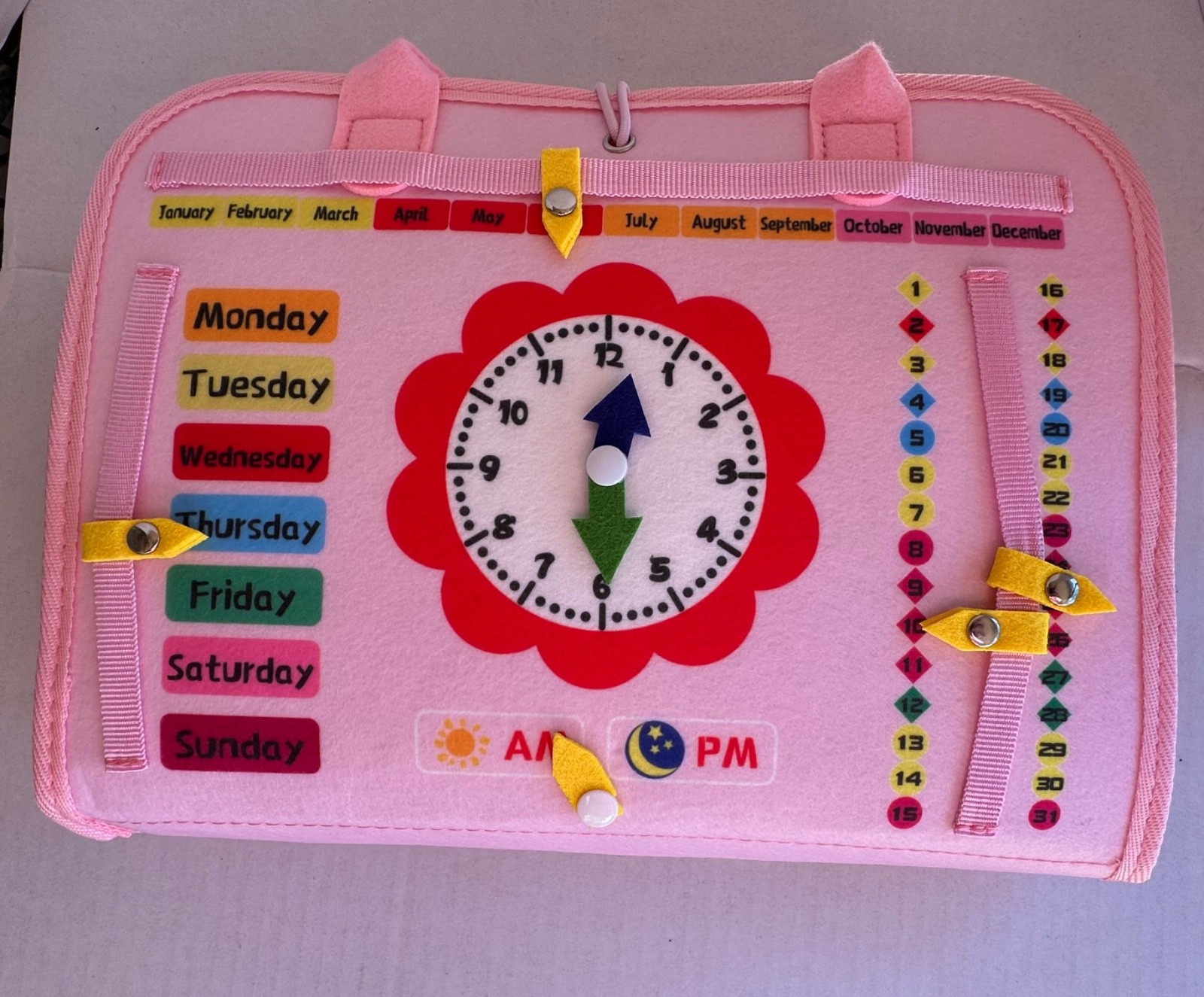Montessori Felt Busy Board for Toddlers, Interactive Sensory Toy, Quiet Book