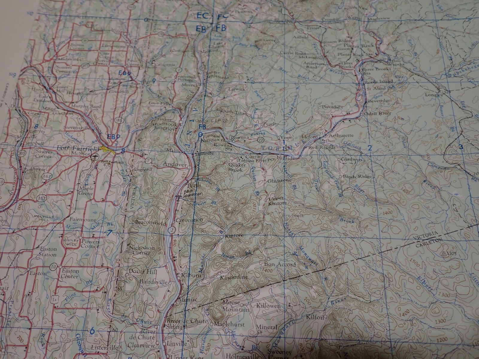 Hubbard Scientific Raised Relief Map Unframed 29″ Woodstock Maine NL 19-6