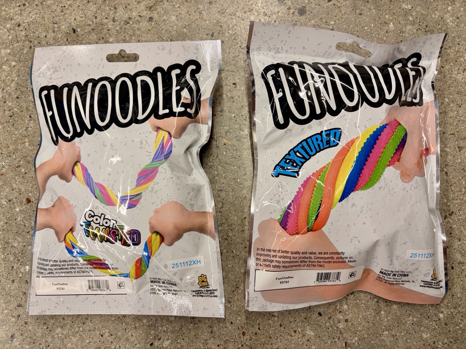 Funoodles Color Twisted & Textured Stretchy Tactile Sensory Toy Set Of 2 NEW