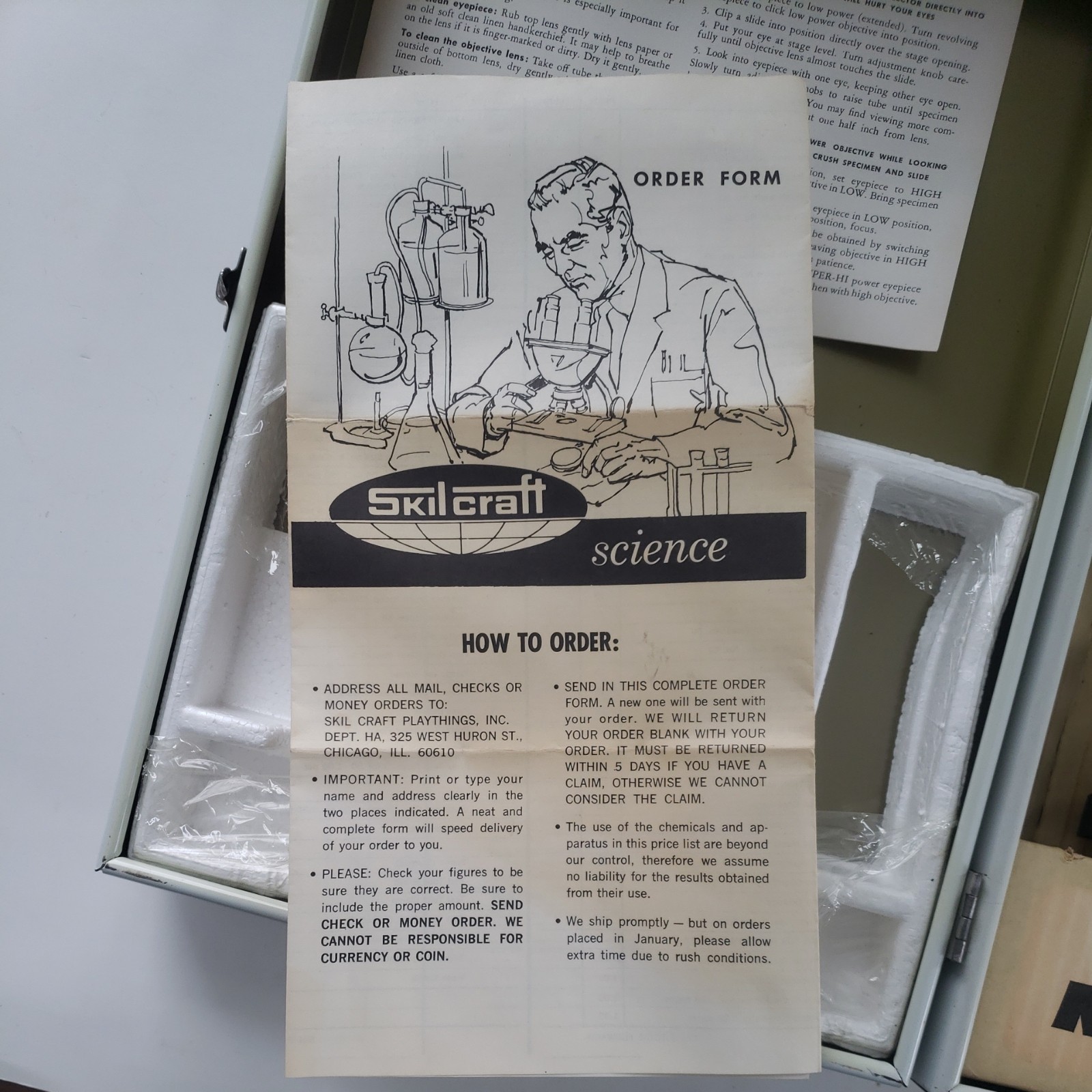 1960s SkilCraft Biology Lab Set Metal Hinged Case dissect hydroponics chemistry