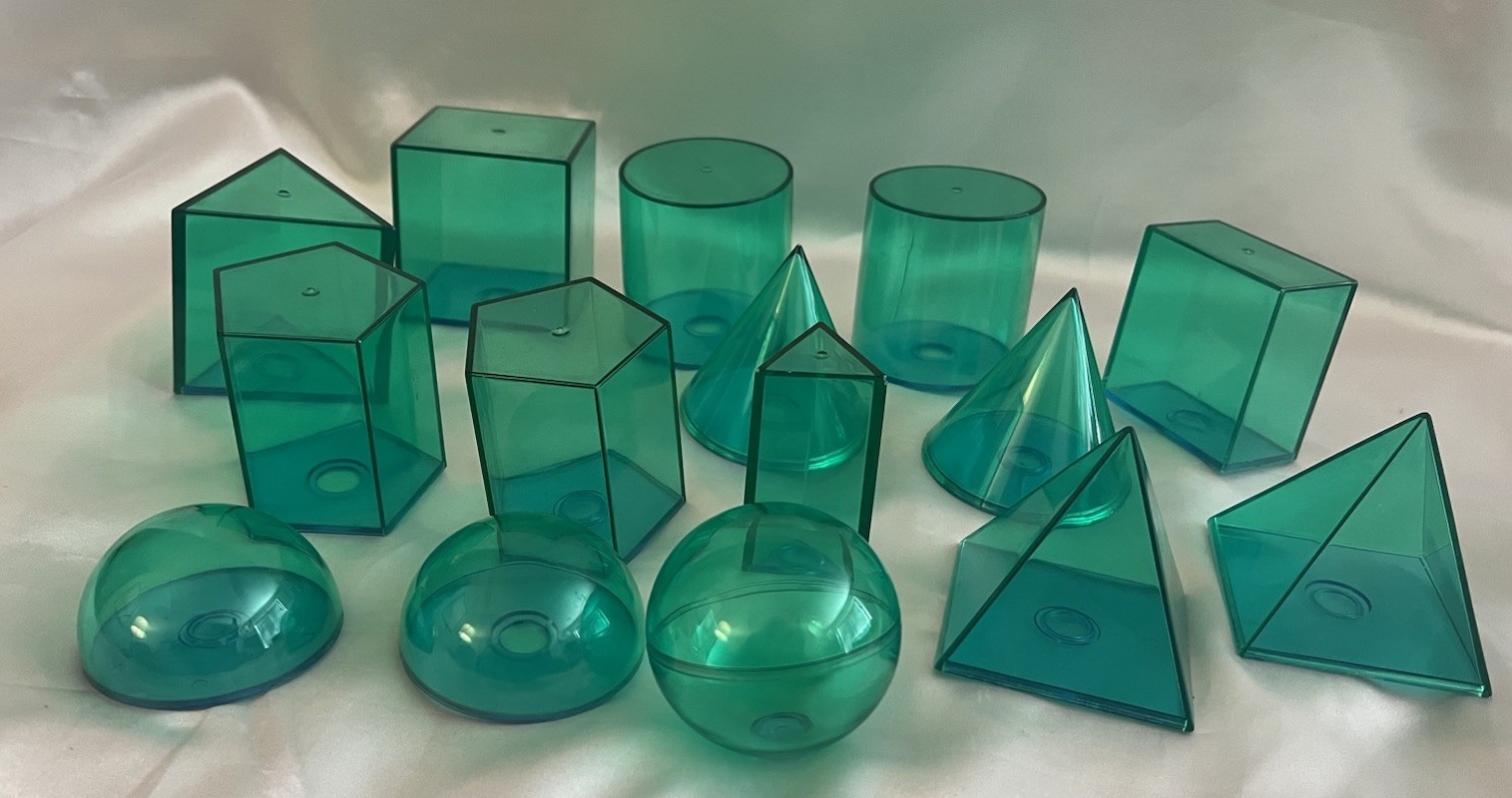 Learning Resources 15 Pcs Geometry Green Clear Shapes
