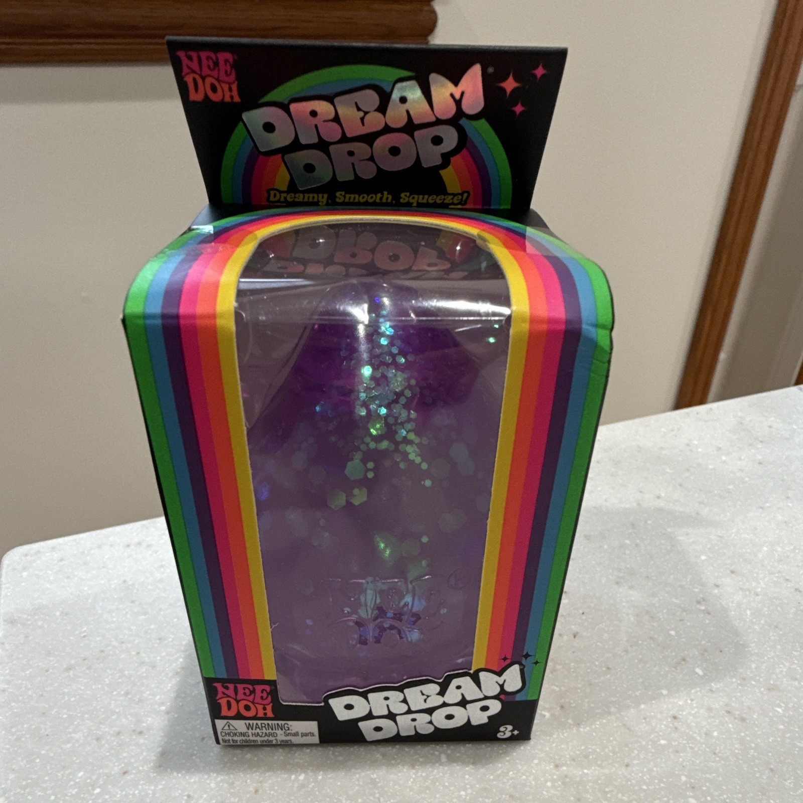 Nee Doh Dream Drop Tactile Smooth Squeezy Stress Reliever Toy, Blue,Purple,Pink