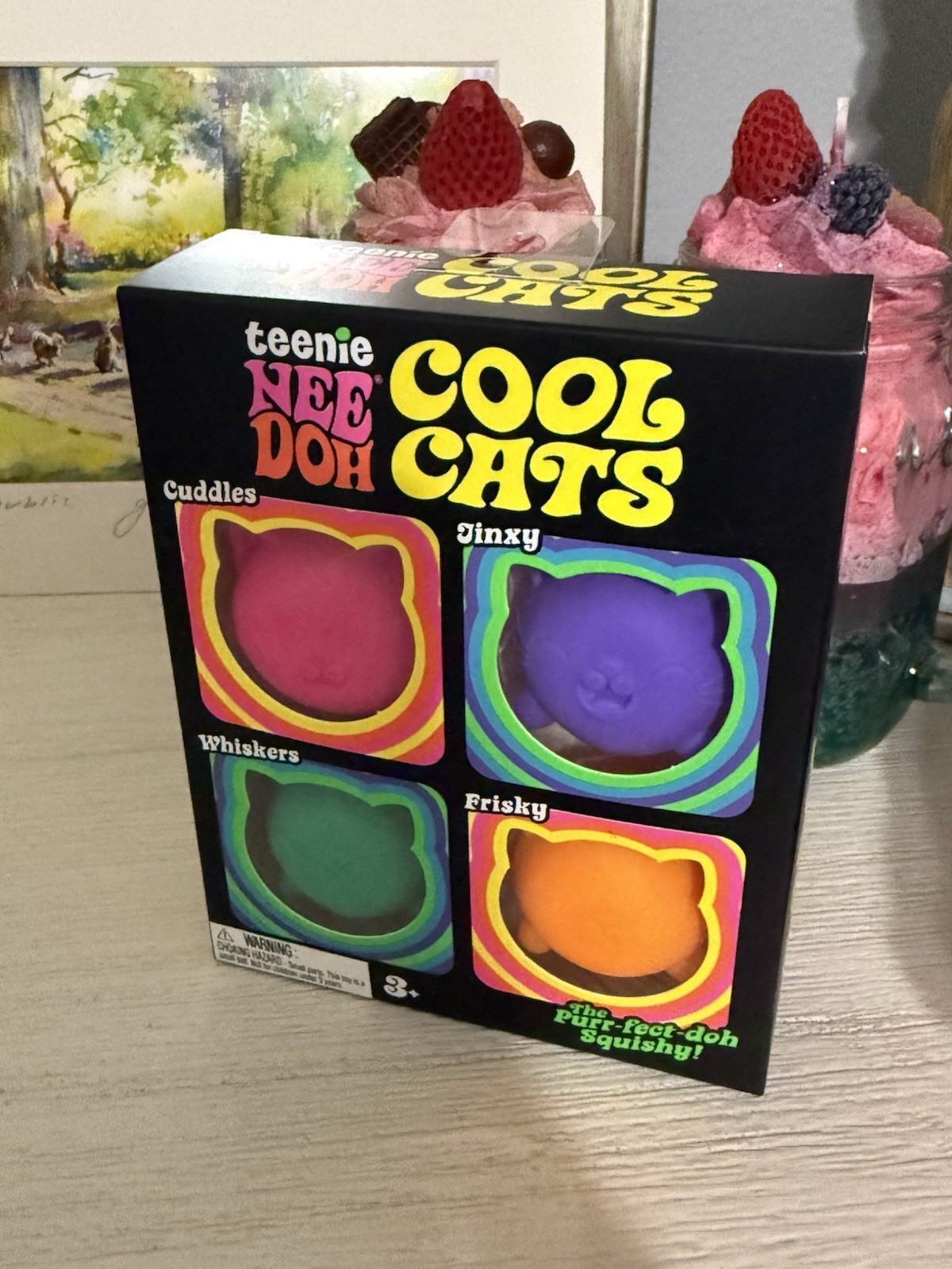 🐱 NeeDoh teenie 4 Pack Nee Doh Mini Cool Cats Set of Four New Factory Sealed🐱