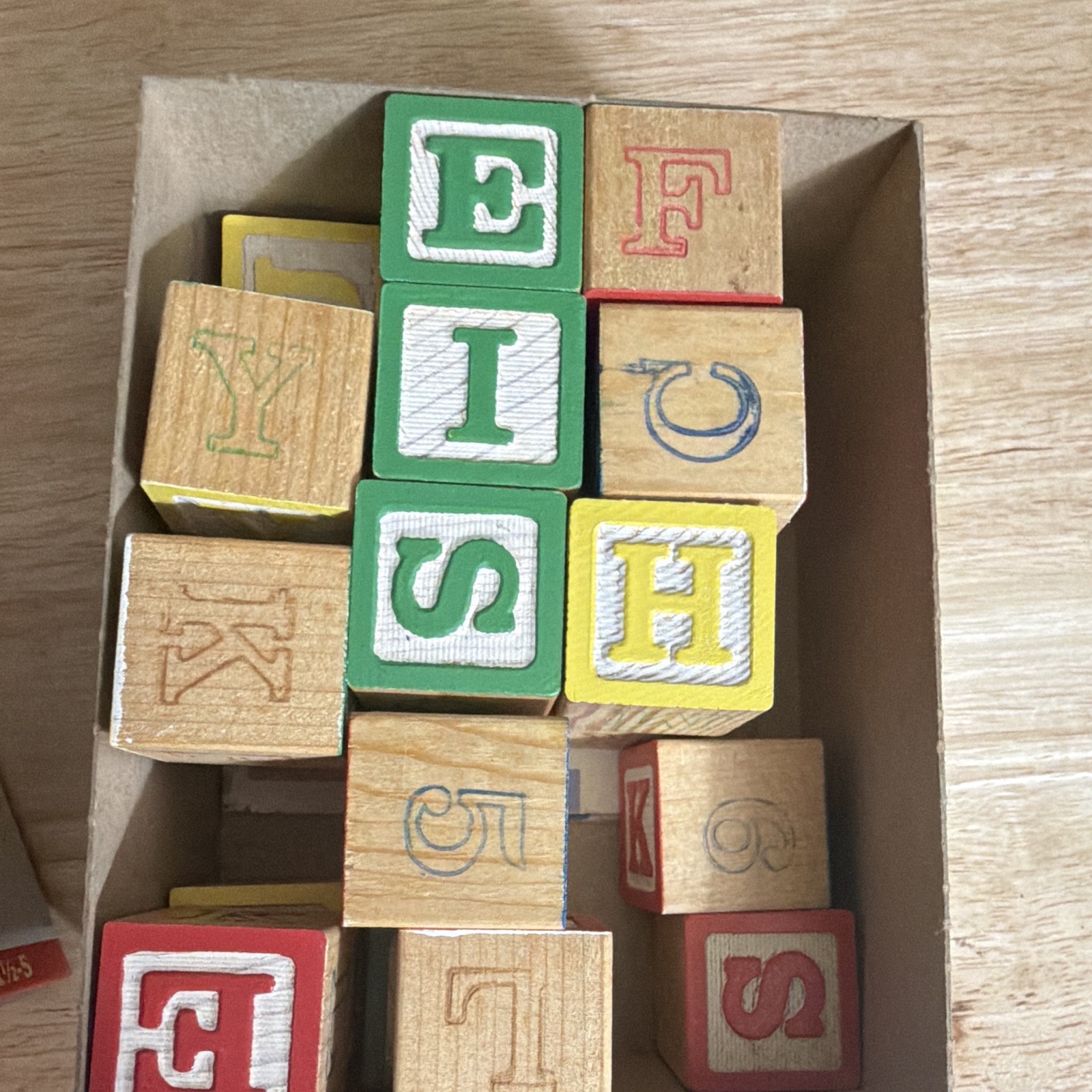 Playskool Letter Wood Blocks 16-Piece Set w/ Box 1986 MPN 226 Ages 1 1/2-5