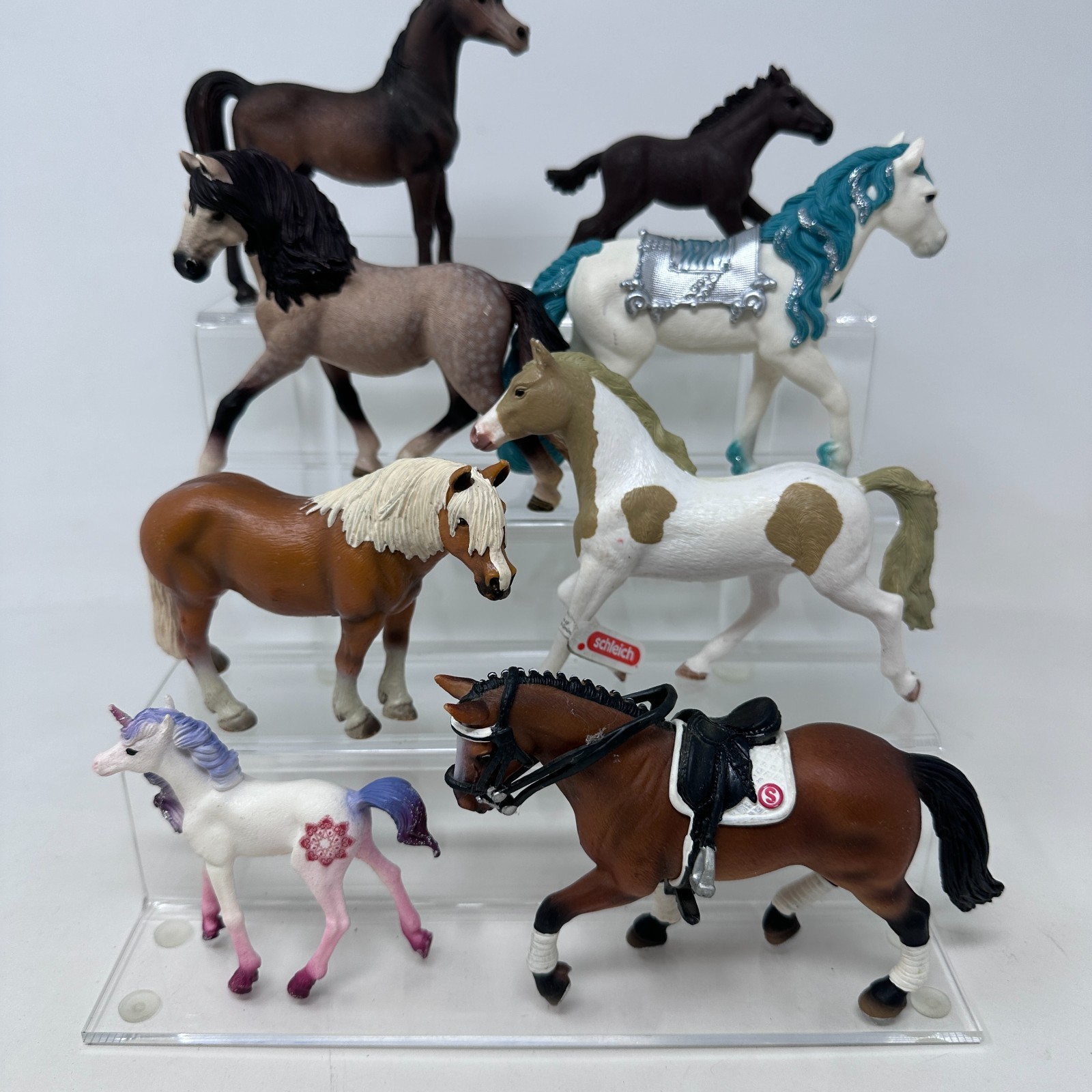 Schleich Horse Figures Lot Unicorn Foal Mare Stallion Pony Figurines Set of 8