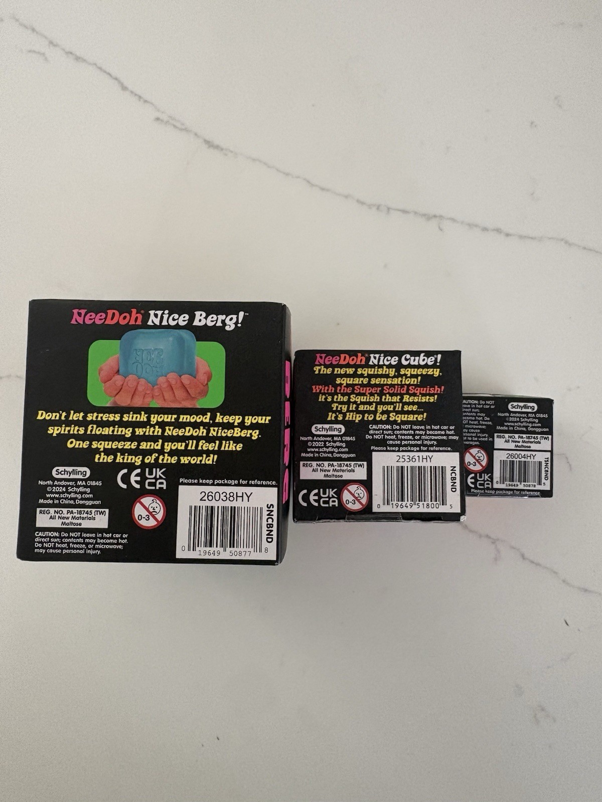 NeeDoh Nice Berg Nice Cube Nice Ice Baby Lot of 3 Super Solid Squish NEW Sensory