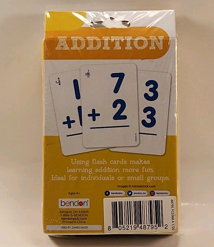 Bendon Addition & Subtraction 2 Pack 36 Flash Cards per Pack W1s1 1270