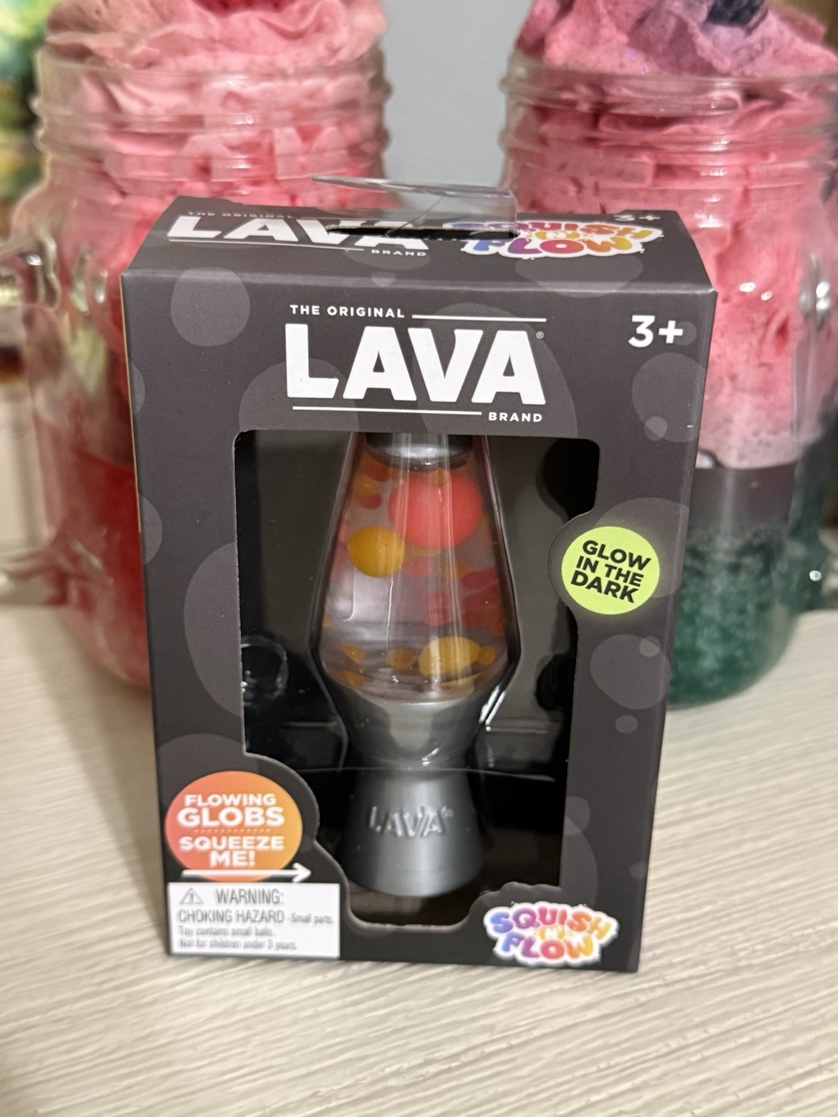 Schylling Lava Lamp Squish N Flow Squishy NeeDoh Glow In The Dark Clear Rare New