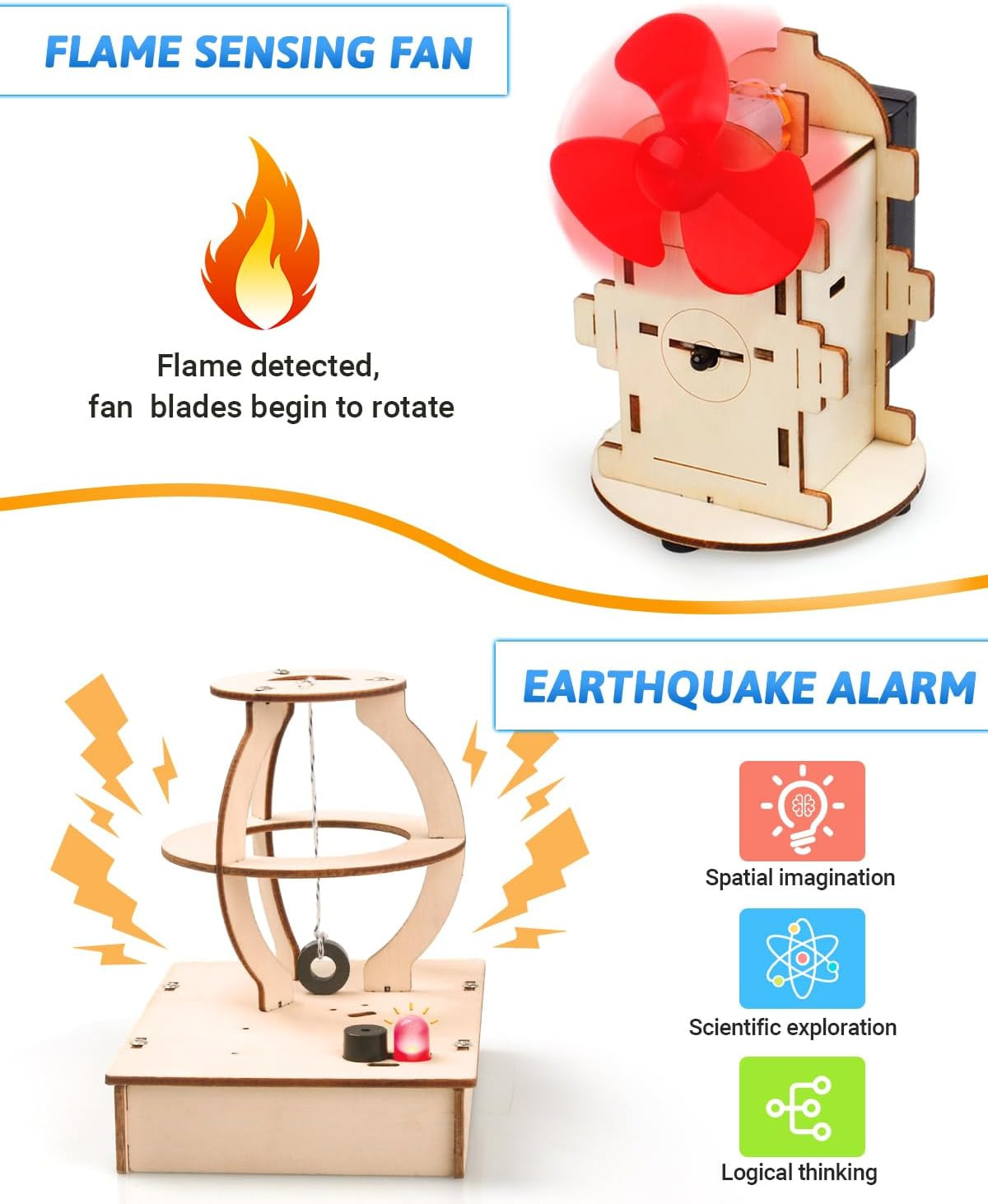 STEM Kits for Kids Ages 8-10-12, 5 Set Wooden 3D Puzzles, Educational Science Ex