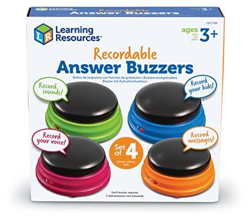 Learning Resources Recordable Answer Buzzers – Set of 4, Ages 3+ | Pre-K