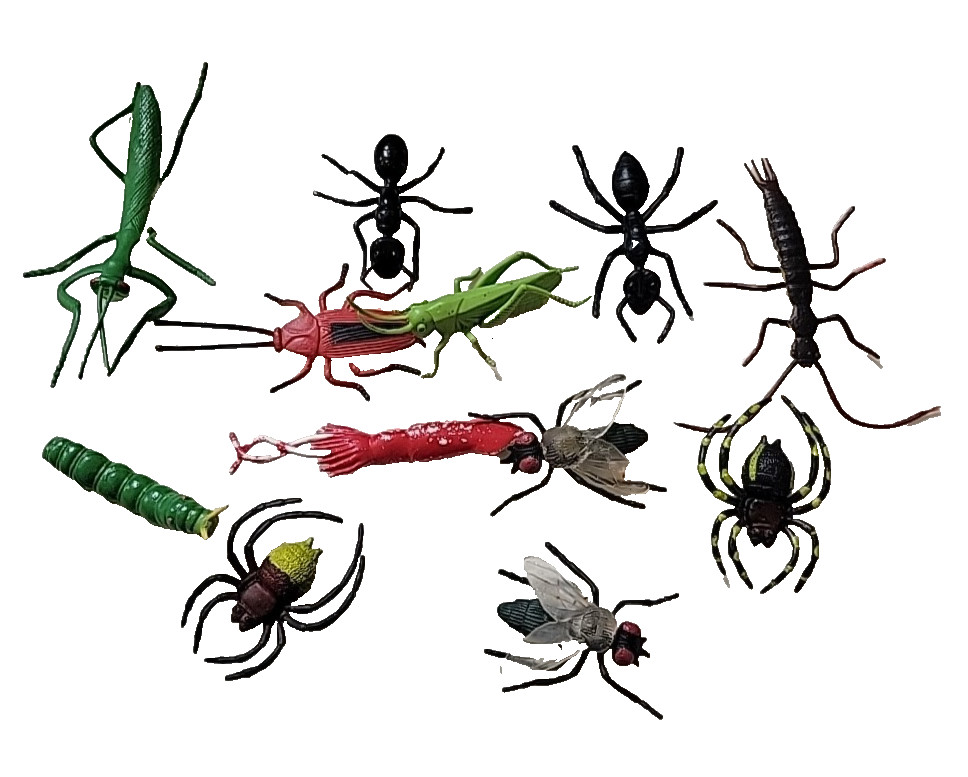 Mixed Lot of Rubber Plastic Spider fly ant Insects Bugs Toy Figures