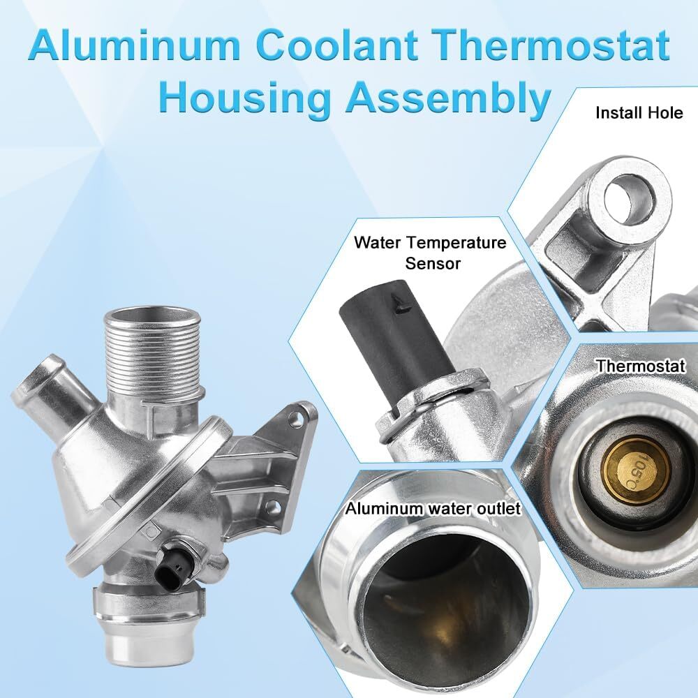 Aluminium Engine Coolant Thermostat Housing Compatible with 2012-2016 BMW 220i