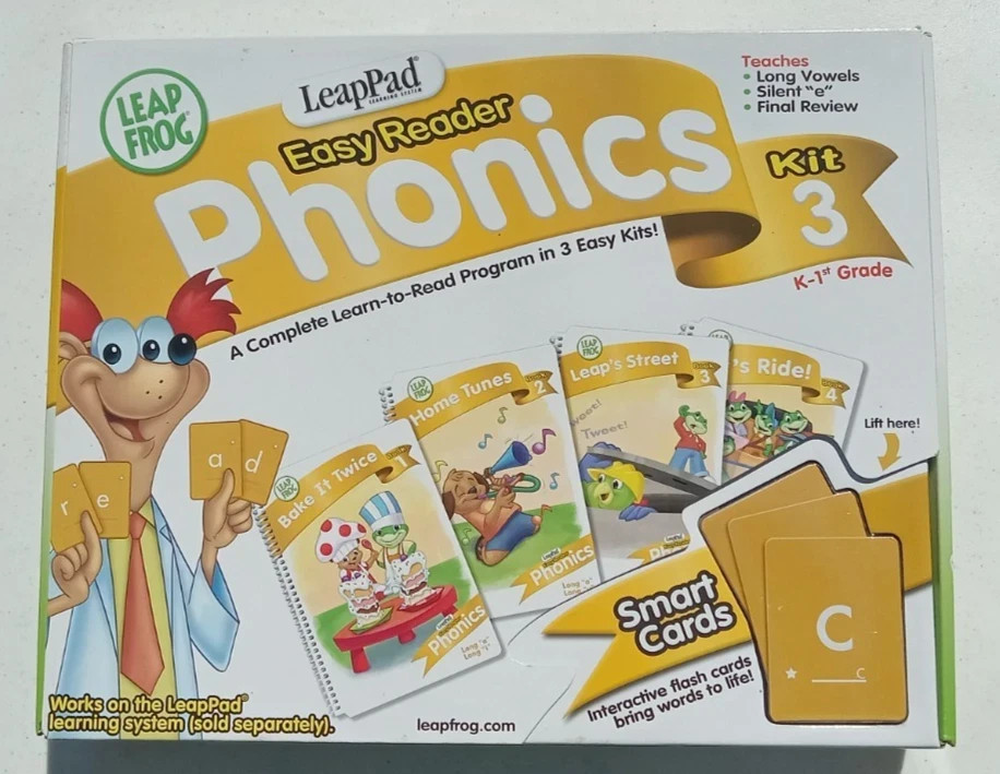 Leap Frog Easy Reader Phonics Kit #3 4 Books, 12 Smart Cards NEW, SEALED