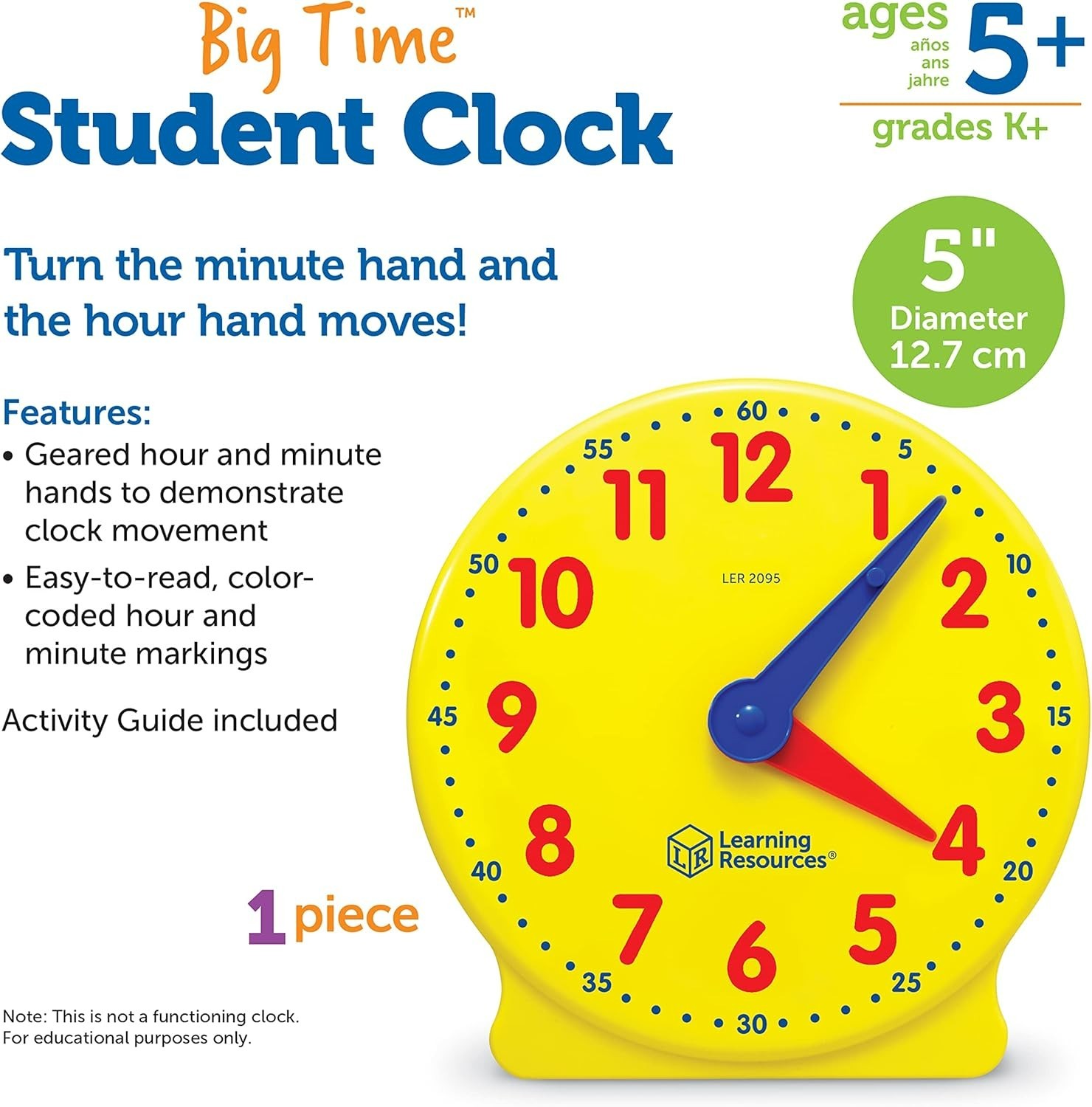 Durable Big Time Demonstration Clock for Kids – Develop Time Skills Easily