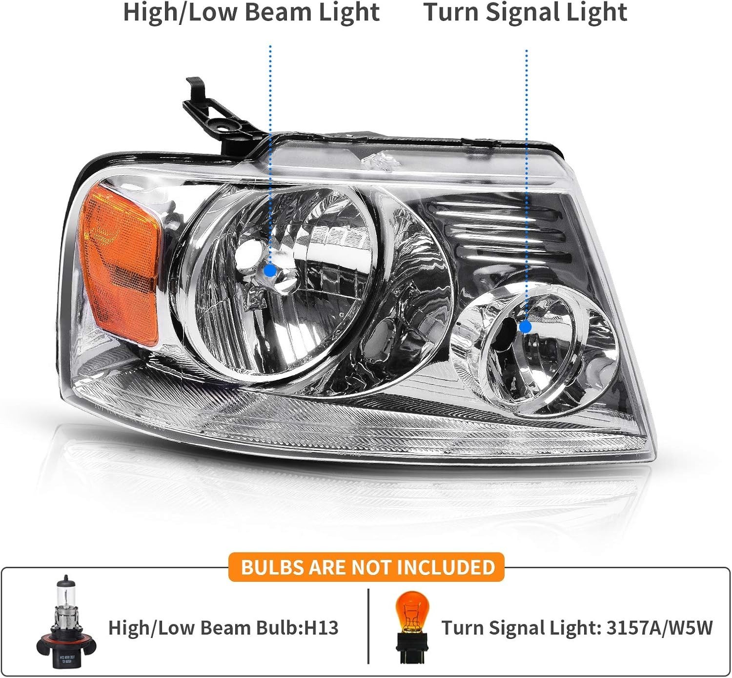DWVO Headlight Assembly Compatible with 2004 2005 2006 2007 2008 Ford F150