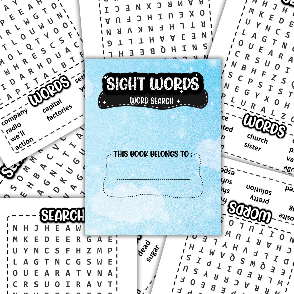Sight Words Word Search Activity worksheets for Kids Ages 4-8 – Printable