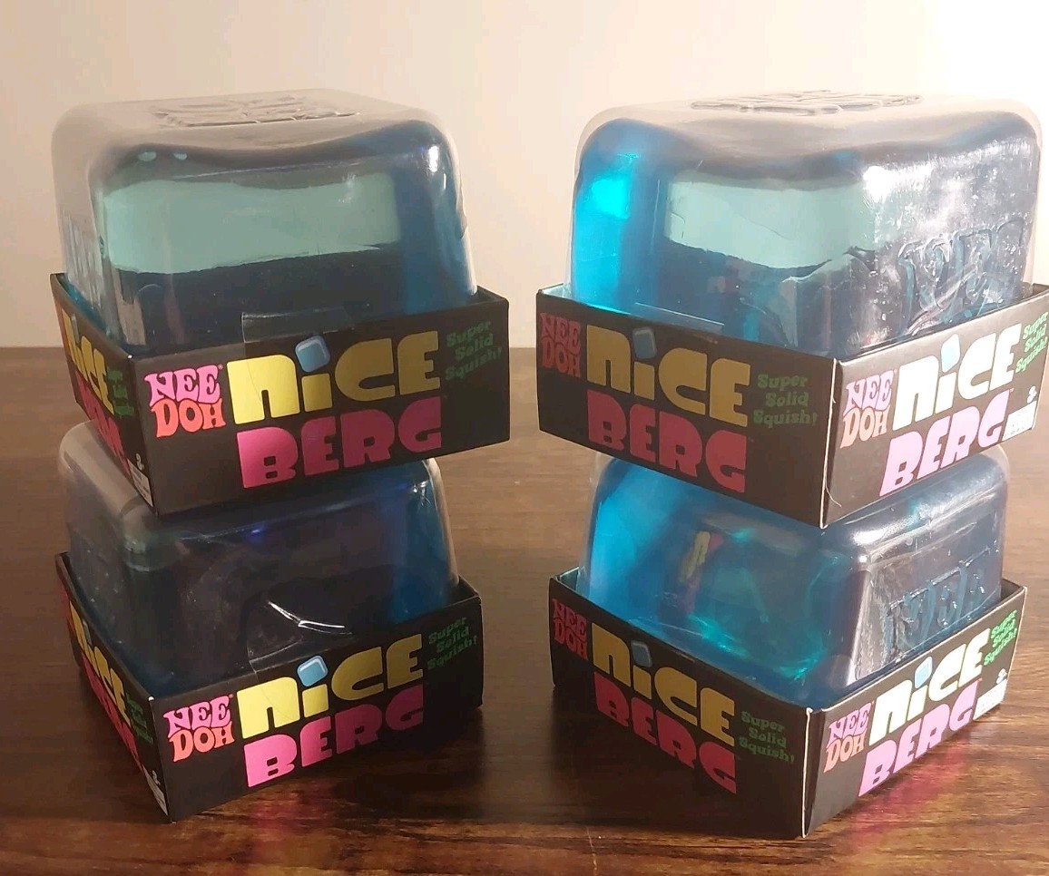 NeeDoh Nice Berg Blue XL Giant Nee Doh Cube New Sealed Lot Of 4 FREE FAST SHIP