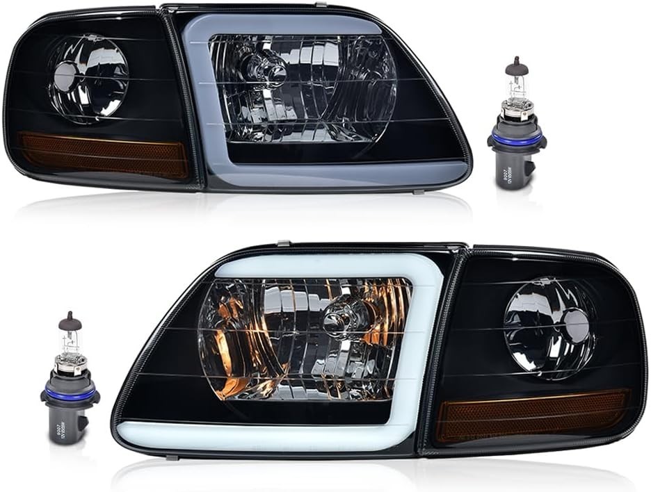 LED DRL Headlights For 1997-2002 Ford Expedition 1998-2003 F150 Black