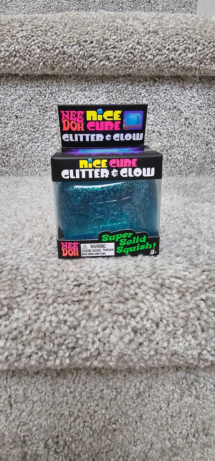 NeeDoh Nice Cube Glitter and Glow 2.25″ cube – BLUE – NEW – 100% Authentic