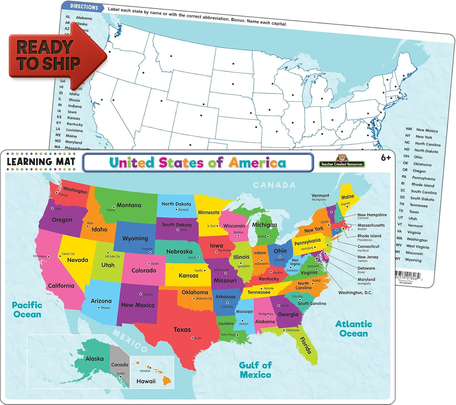 United States of America Map Learning Mat