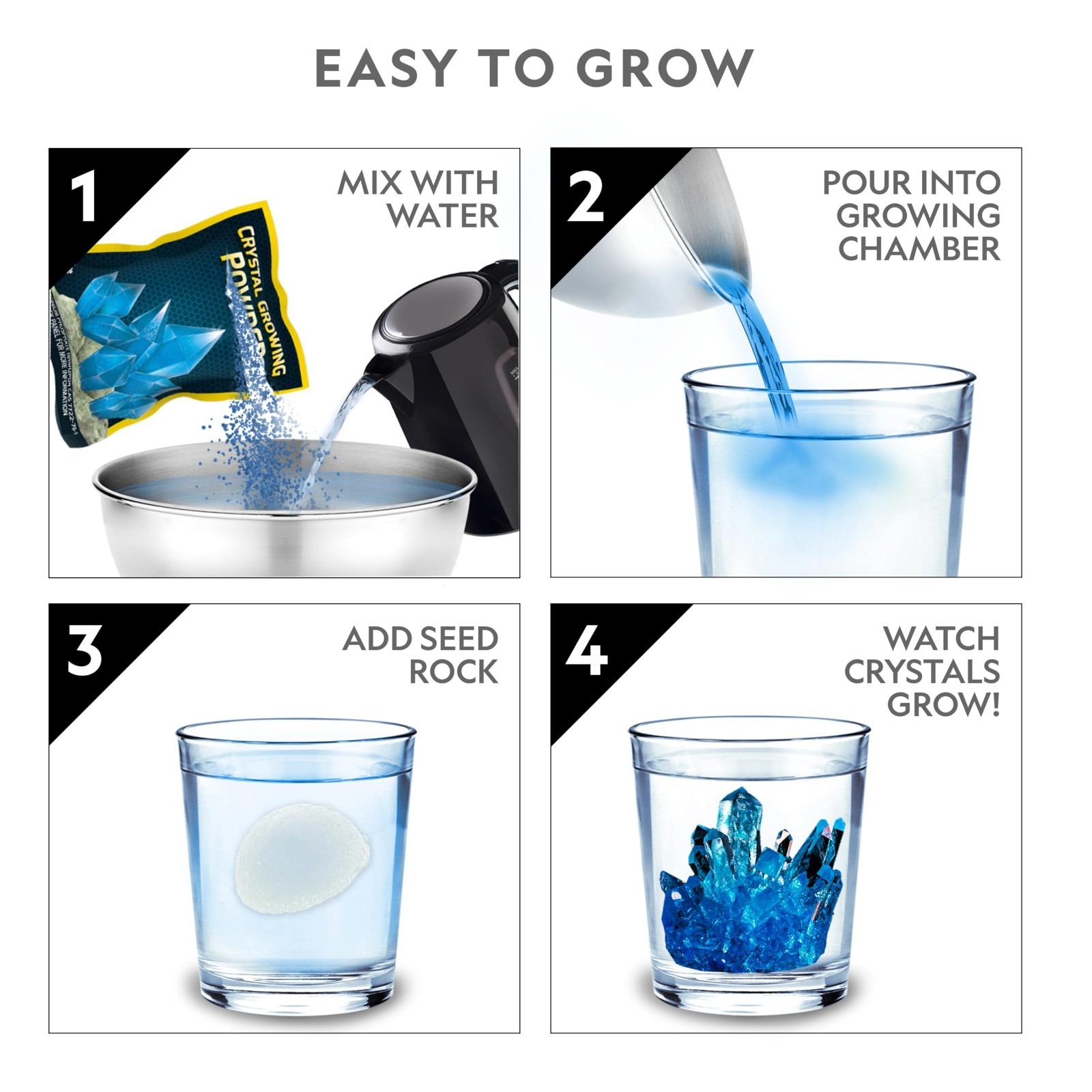 Crystal Growing Kit for Kids – Grow 6 Colorful Crystals, Science Experiment Gift