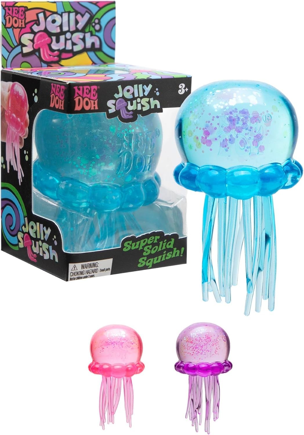 Schylling NeeDoh Jelly Squish: Purple, Pink, Blue Complete Set of 3 – Sealed