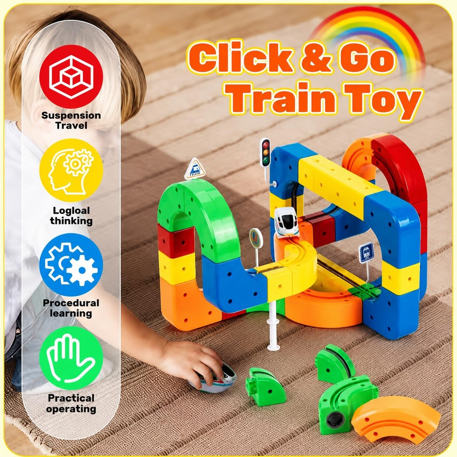 Electric Train Track Set for Kids 3 4 5 6 7 8 Years Old, 3D Flexible Race Tra…