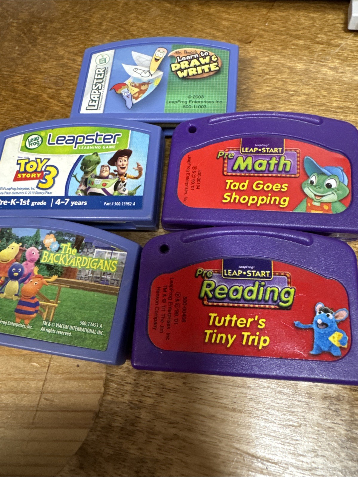 Leapfrog LEAPSTER Cartridge Games Lot Of 5 Toy Story 3 Backyardigans Draw Write