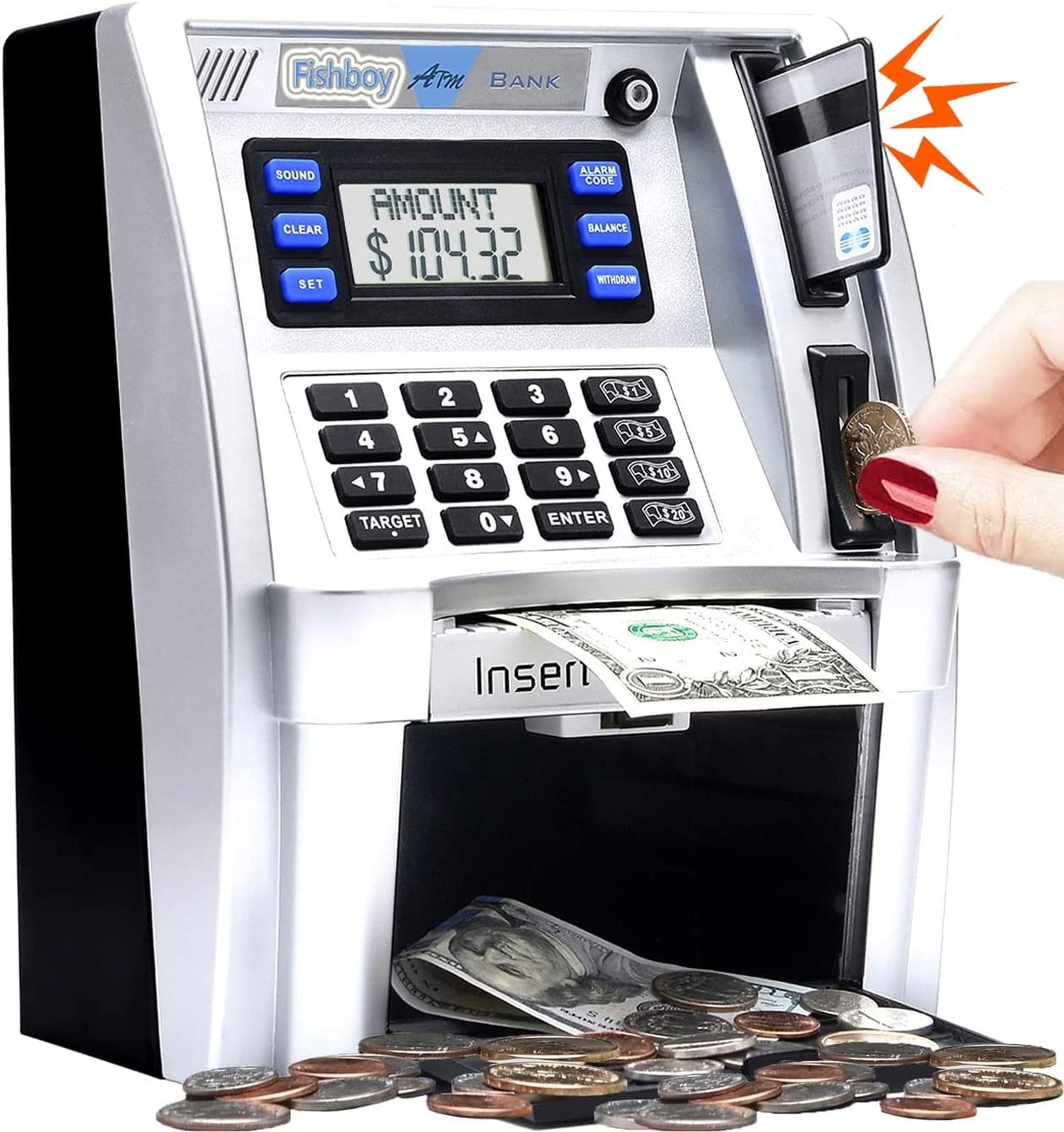 Fishboy ATM Piggy Bank for Kids with Power-Off Memory and Debit Card for Real…
