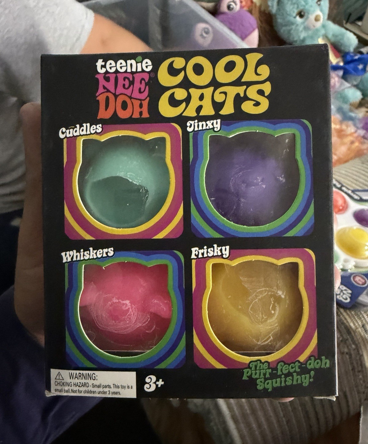 Teenie Nee Doh Cool Cats Tactile Squishy Squeeze Toy Set, Multicolor, 3+
