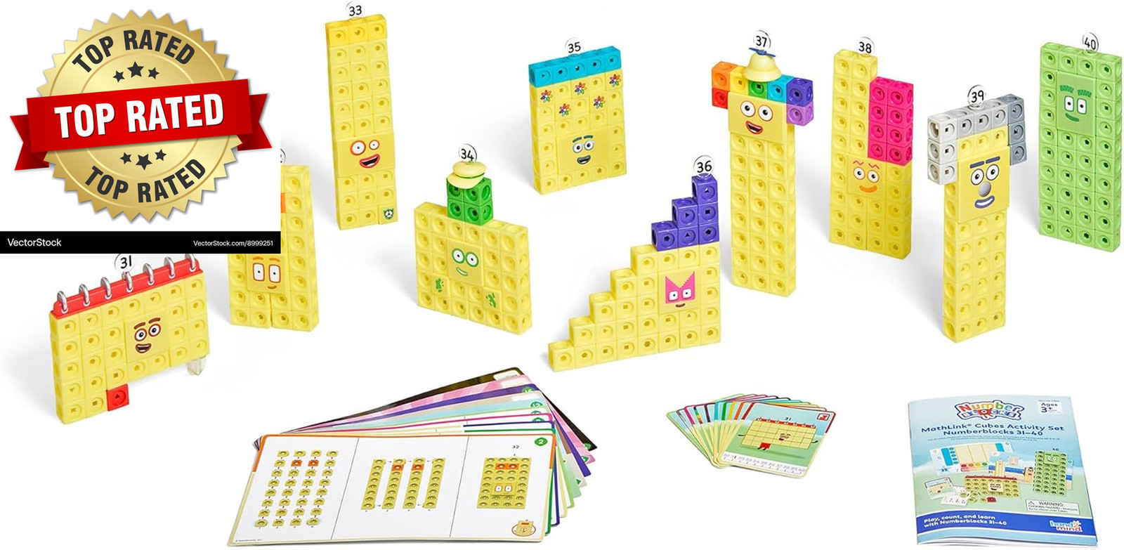 31-40 Mathlink Cubes Activity Set – Learn Numbers & Early Math Skills, Preschool