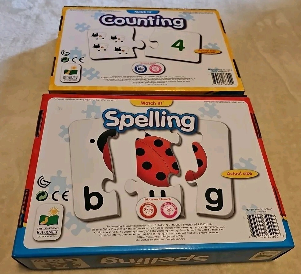 Lot Of 2- The Learning Journey: Match It! Counting And Spelling Puzzle Sets