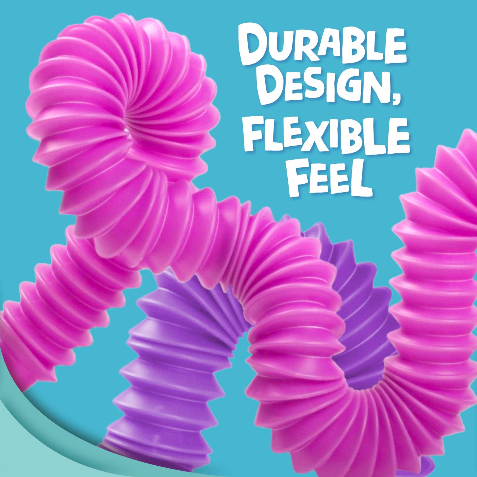 BUNMO Pop Tubes – Large 4-Pack Sensory & Fidget for Large, Multicolor