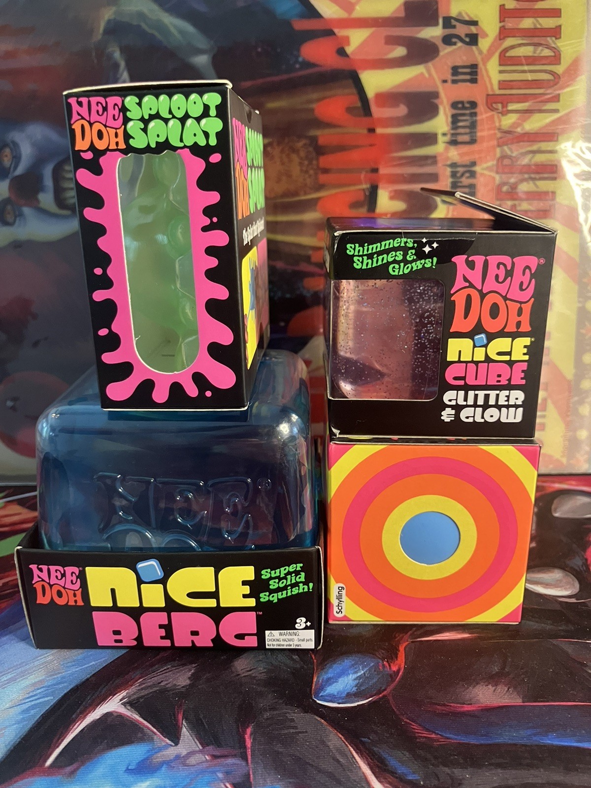 Needoh Lot (Nice Berg, Nice Cube Glitter & Glow, Color Change, Sploot&Splat)
