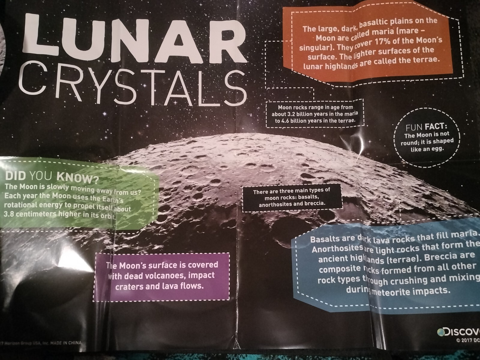 3-D Lunar Crystal Terrarium W/Moon Landscape Base*Planetary Poster* Kid To Adult