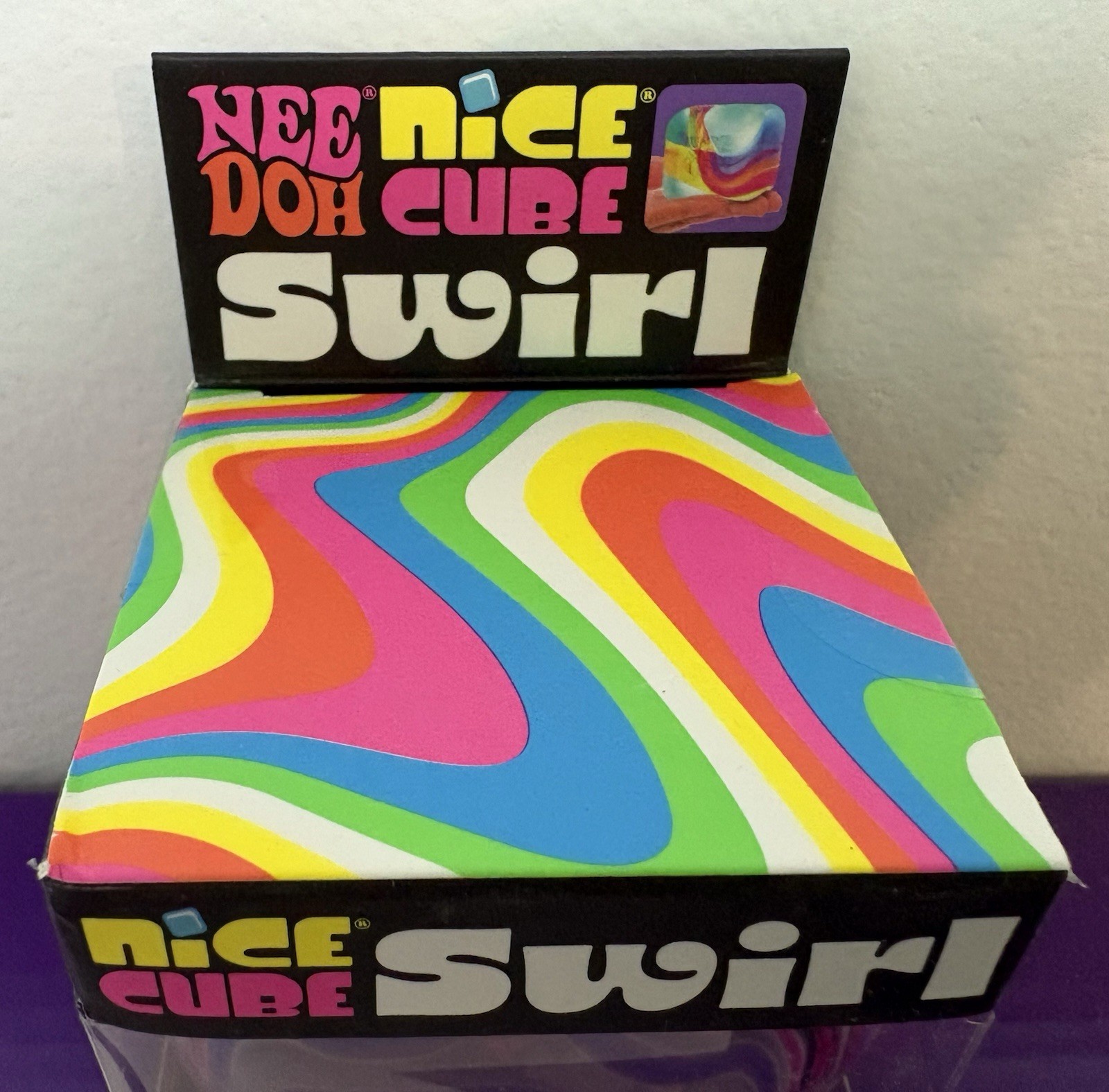 Nee Doh NeeDoh Pink Purple Black White Nice Cube Swirl Super Solid Squish