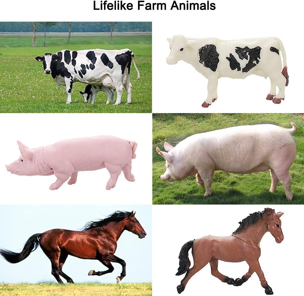 Realistic Farm Animal Figures Toys, 44 Pcs Plastic Farm Figurines Playset Includ