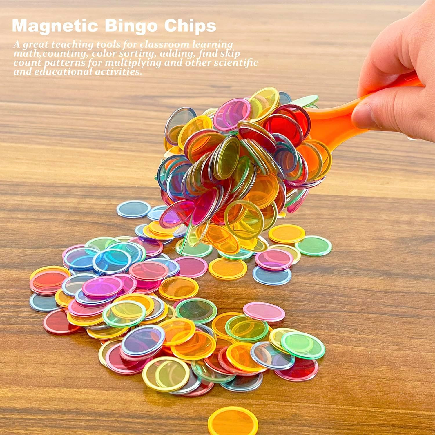 Magnetic Bingo Chips Counters – 300 Pieces Transparent Counting Game Chips – Cle