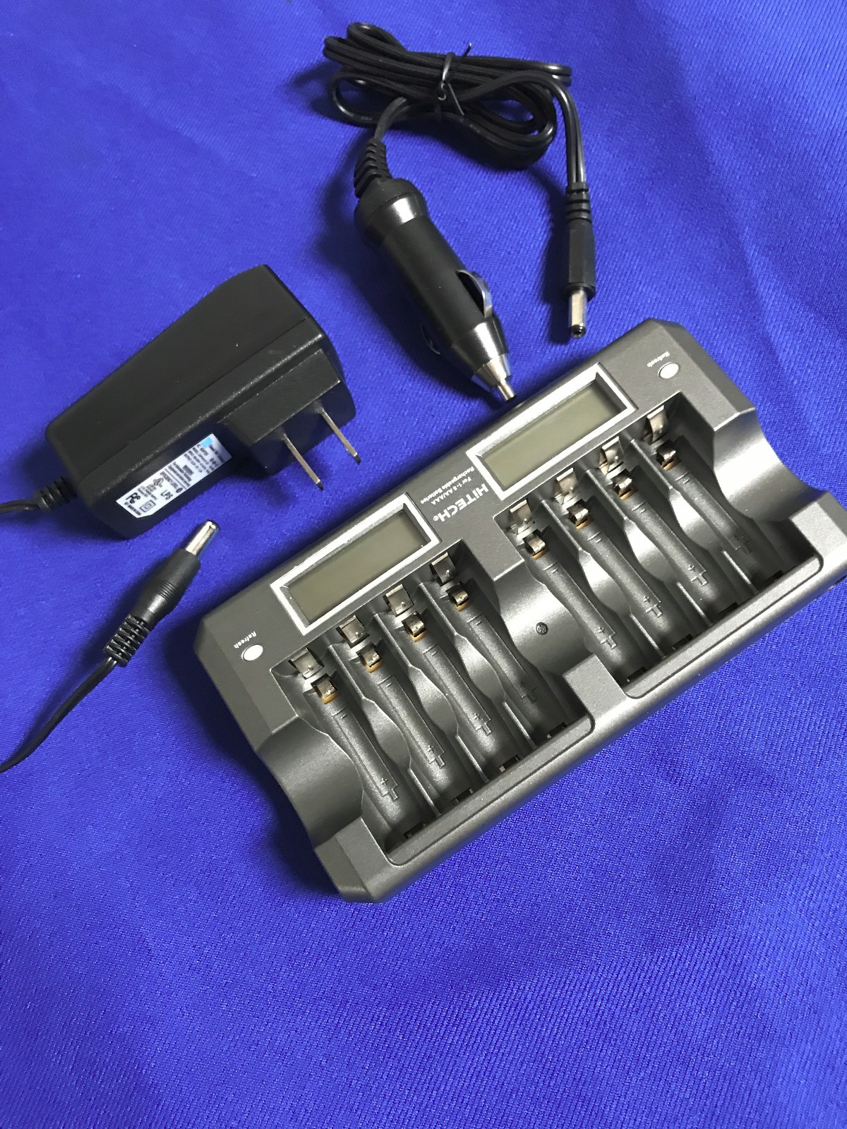 Hitech 8 bank(1~8)AA/AAA NiMh Smart Quick Charger/Discharge w/LCD Display(UL/CE)