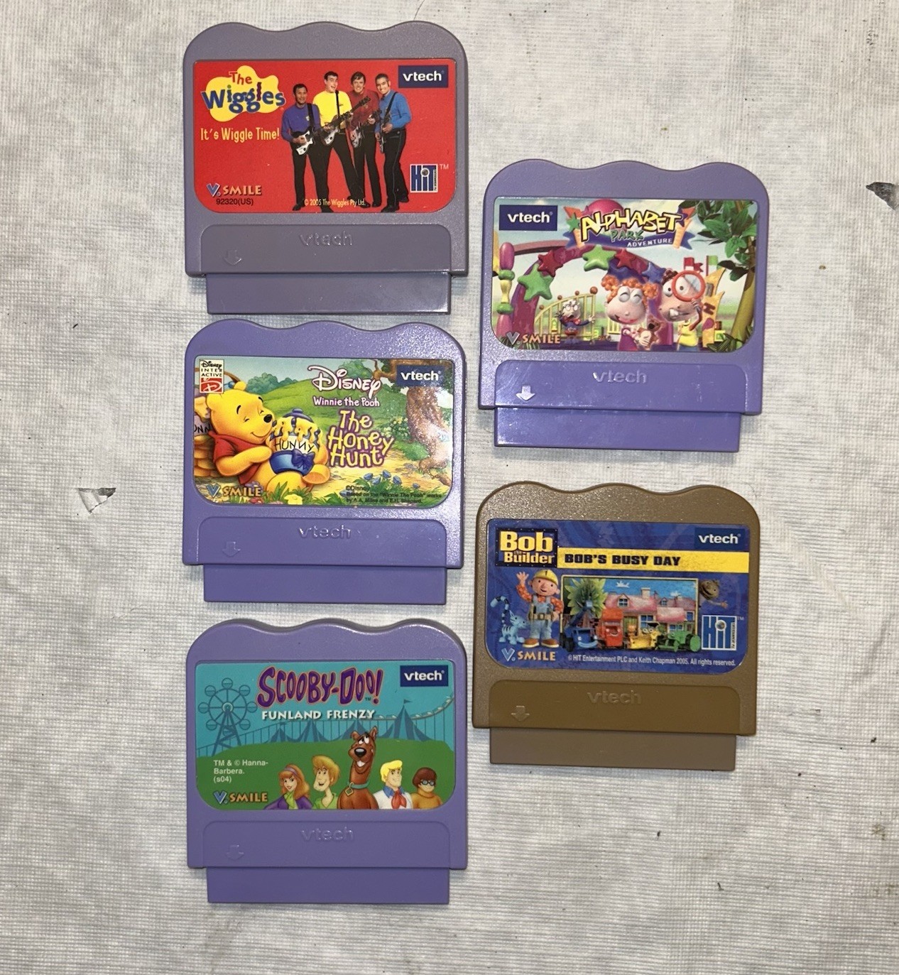 VTech VSmile Lot of 5 Game Cartridges Scooby Doo, Pooh, Wiggles, Bob Builder,