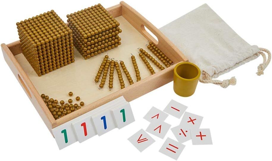 Montessori Math Beads Toys Materials For Toddlers Golden Beads And Cards