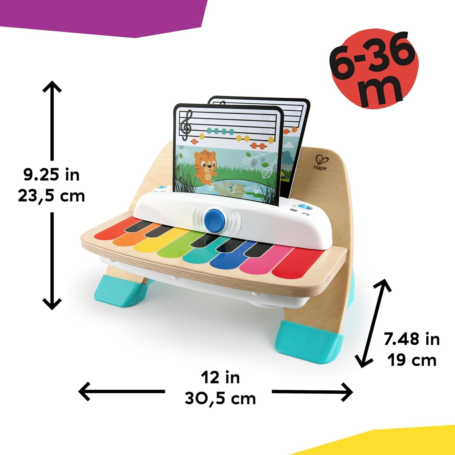 Hape Magic Touch Piano Wooden Musical Toddler Toy, Age 6 Months and Up