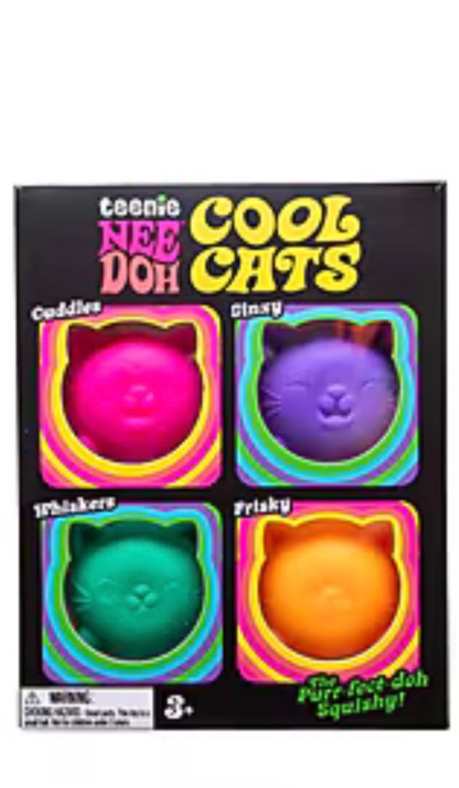 NeeDoh Teenie Cool Cats 4-Pack Kittens Fidget Sensory NeeDoh🩷💜🧡💚