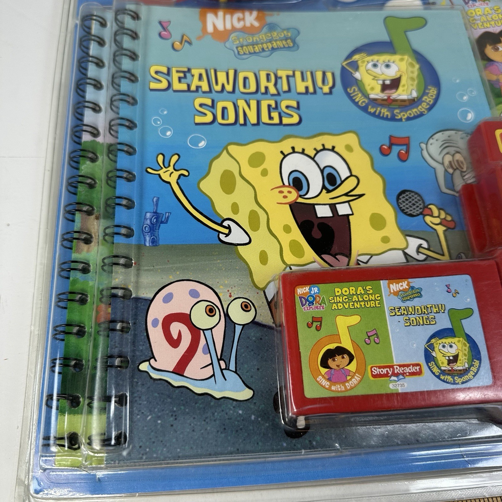 Y2K SpongeBob Dora The Explorer Story Reader 2 Songbooks and Microphone Set NEW