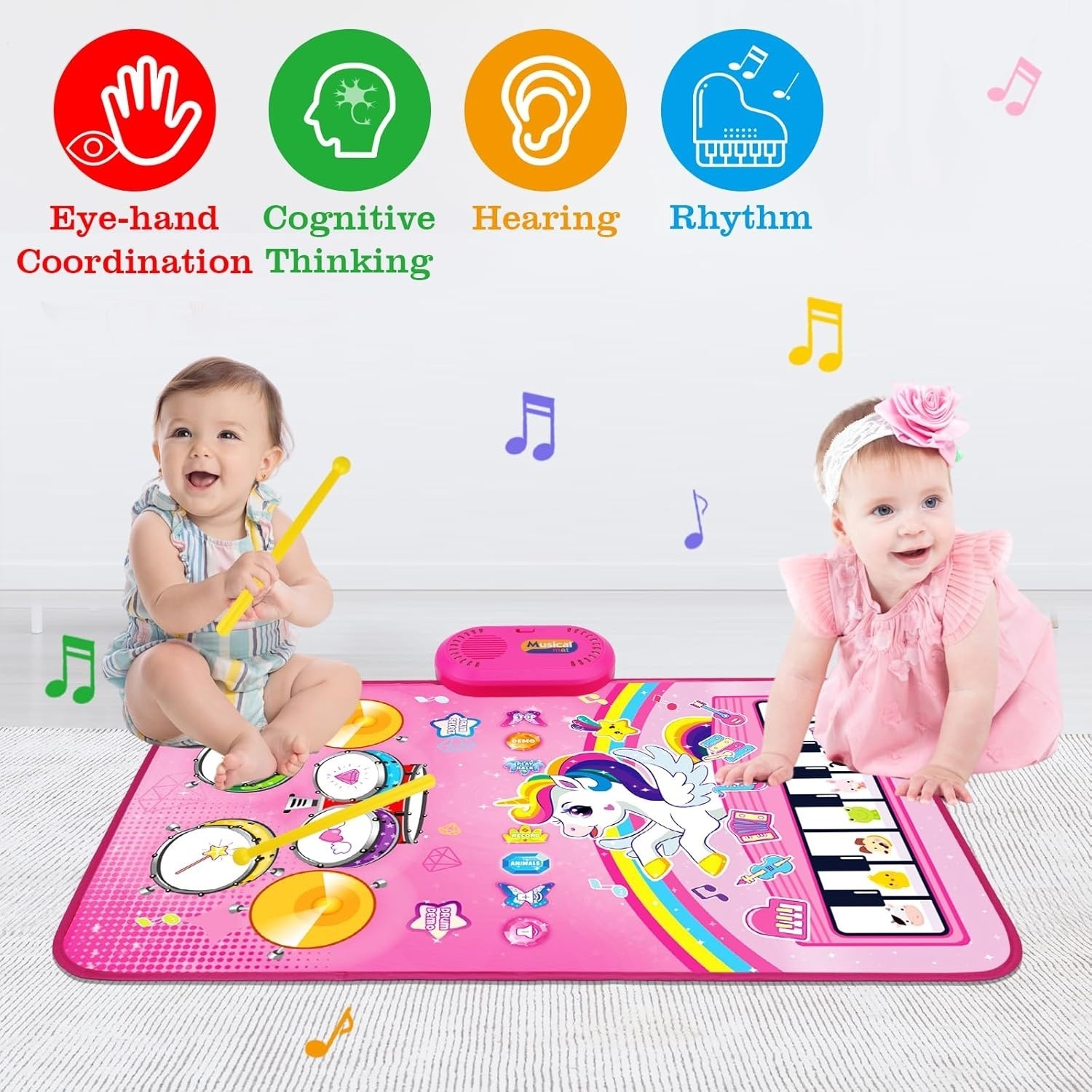 Toys For 1 Year Old Girl Gifts: Baby Musical Mat Toddler Toys, 3 in 1 Piano Drum