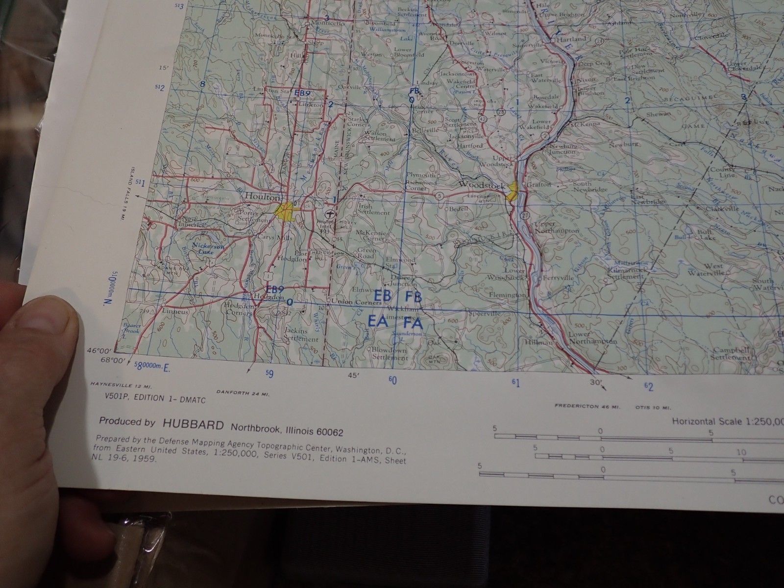 Hubbard Scientific Raised Relief Map Unframed 29″ Woodstock Maine NL 19-6